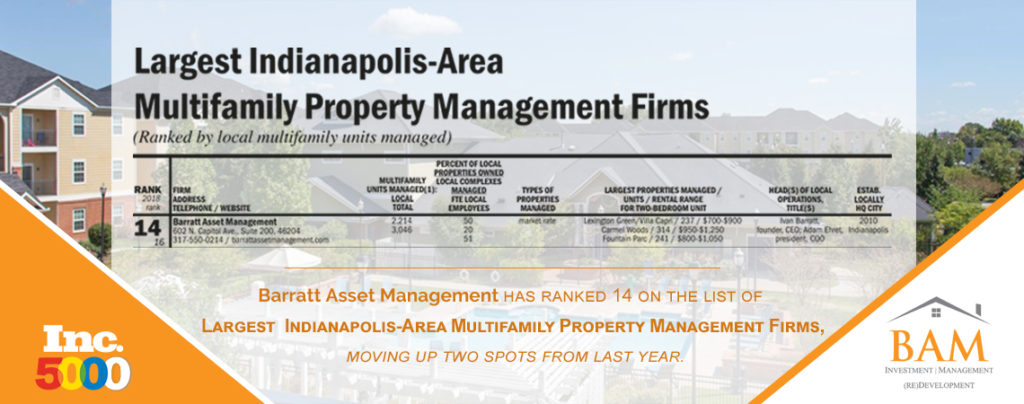 BAM is Moving Up on Largest Indy-Area Multifamily Property Management Firm List